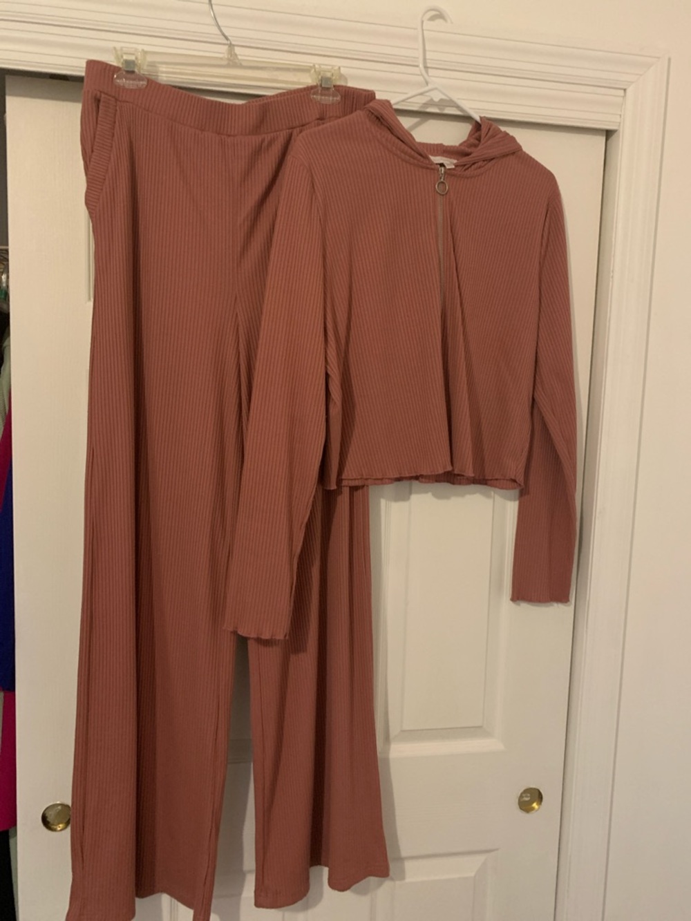 Ribbed Two-Piece Set in Dusty Rose